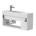 Тумба підвісна AURA МДФ плівковий Білий 51414, матова з умивальником TONI 850