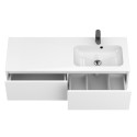Тумба підвісна BASE МДФ фарбований Білий 0300n, матова з умивальником DELLA 1200 R
