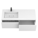 Тумба підвісна BASE МДФ фарбований Білий 0300n, soft-touch з умивальником ERICA 1200 L