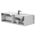 Тумба підвісна BASE МДФ фарбований Білий 0300n, soft-touch з умивальником ERICA 1200 L