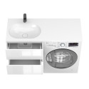 Тумба підвісна LUMO Біла глянцева з умивальником LAKE 1250 L