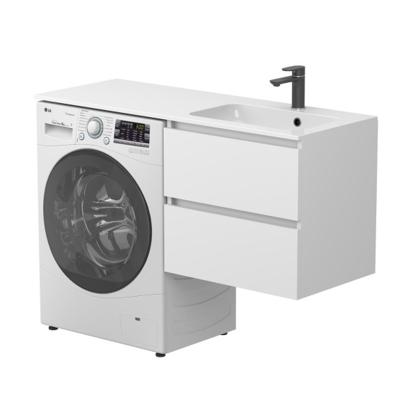 Тумба підвісна LUMO Біла матова з умивальником DELLA 1200 R