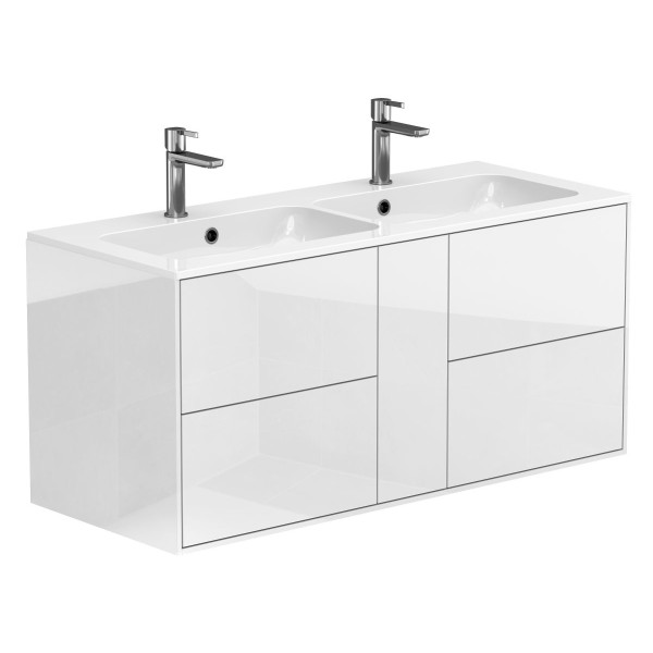 Тумба підвісна SPACE Біла глянцева з умивальником DELLA 1100 D