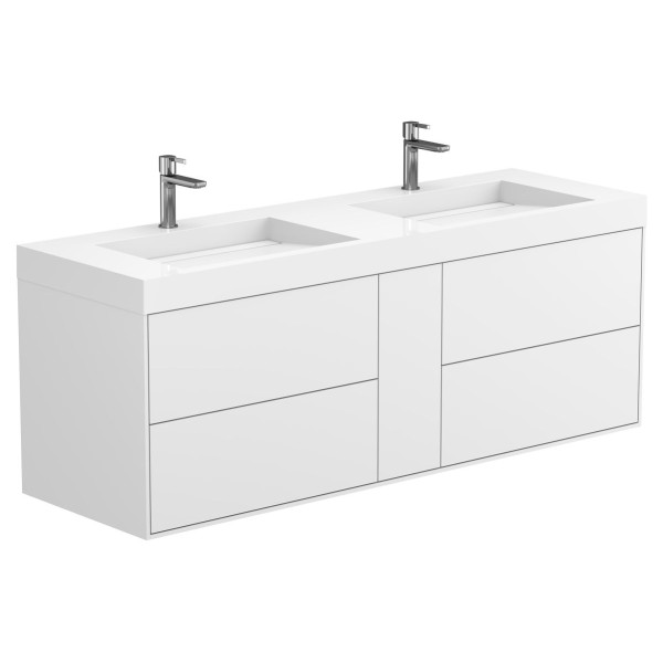 Тумба підвісна SPACE Біла soft-touch з умивальником AGNESS 1500