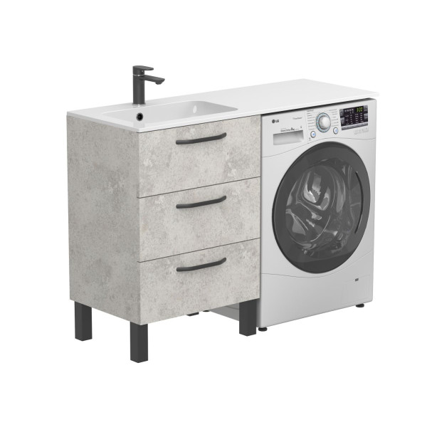 Тумба підлогова TESSA Камінь сірий з умивальником DELLA 1200 L