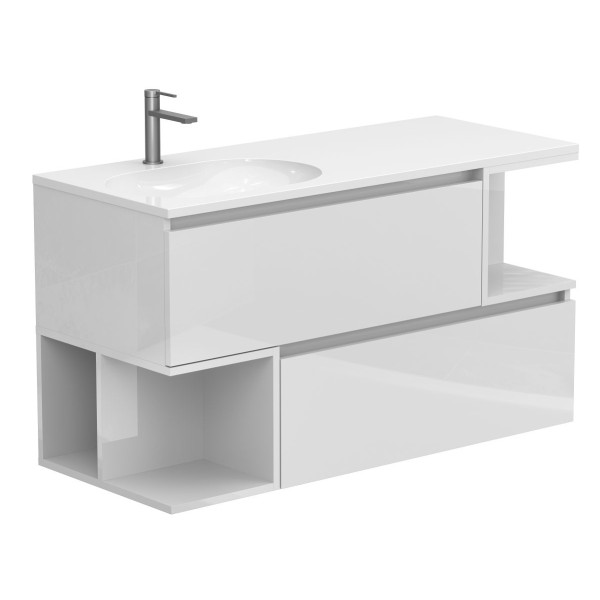 Тумба підвісна URBAN Біла глянцева з умивальником NEW YORK 1200 L