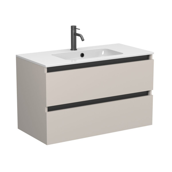 Тумба підвісна NATURA кашемір, ДСП з умивальником DELLA 900