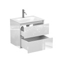 Тумба підвісна NATURA біла глянцева з умивальником JESSEL 600