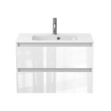 Тумба підвісна NATURA біла глянцева з умивальником DELLA 800