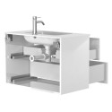 Тумба підвісна NATURA біла глянцева з умивальником DELLA 800