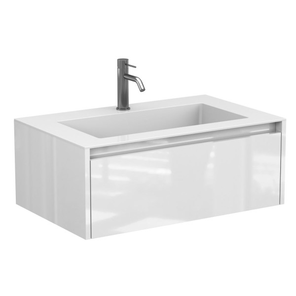 Тумба підвісна UNO біла глянцева з умивальником ERICA 800