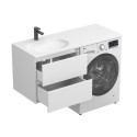 Тумба підвісна LUMO Біла матова з умивальником LAKE 1250 L
