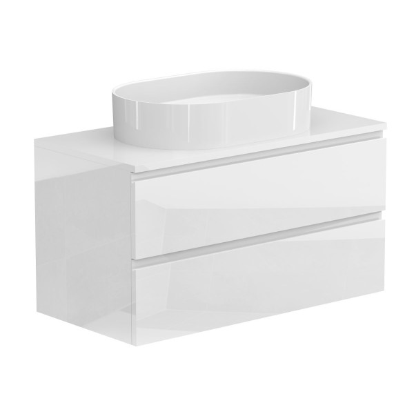 Тумба підвісна MONO 900 Біла глянцева з умивальником KIRA