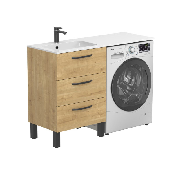 Тумба підлогова TESSA Дуб Гамільтон з умивальником DELLA 1200 L