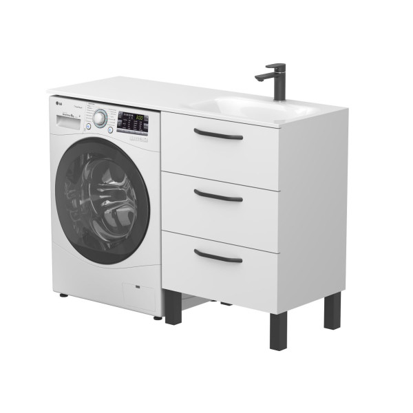 Тумба підлогова TESSA Біла з умивальником JESSEL 1200 R