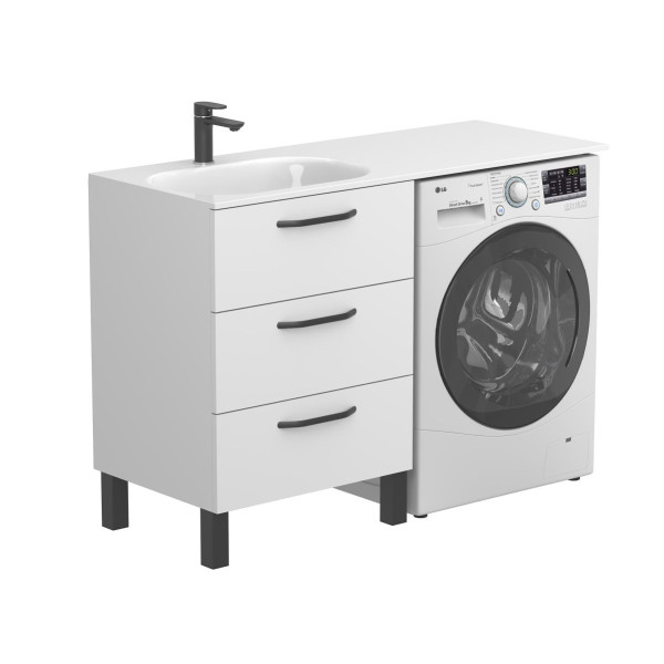 Тумба підлогова TESSA Біла з умивальником LAKE 1250 L