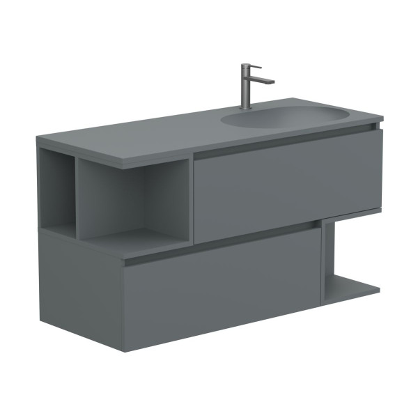 Тумба підвісна URBAN Сіра soft-touch з умивальником NEW YORK 1200 R