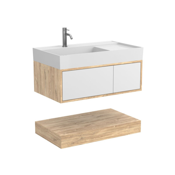Тумба підвісна DUO Дуб Канзас з умивальником SOUL 900