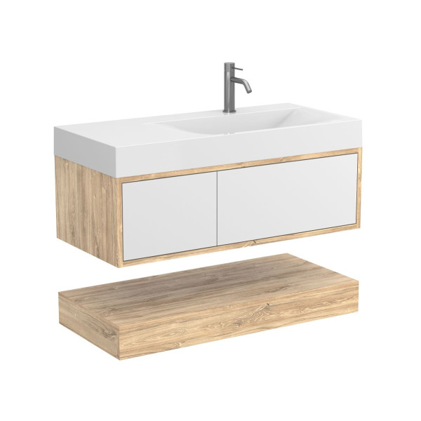 Тумба підвісна DUO Дуб Канзас з умивальником VIOLA 1000 R