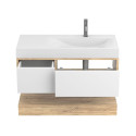 Тумба підвісна DUO Дуб Канзас з умивальником VIOLA 1000 R