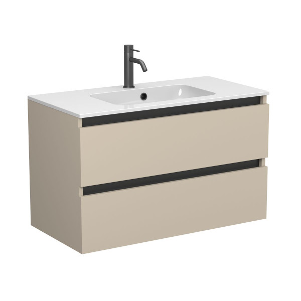 Тумба підвісна NATURA кашемір, МДФ, з умивальником DELLA 900