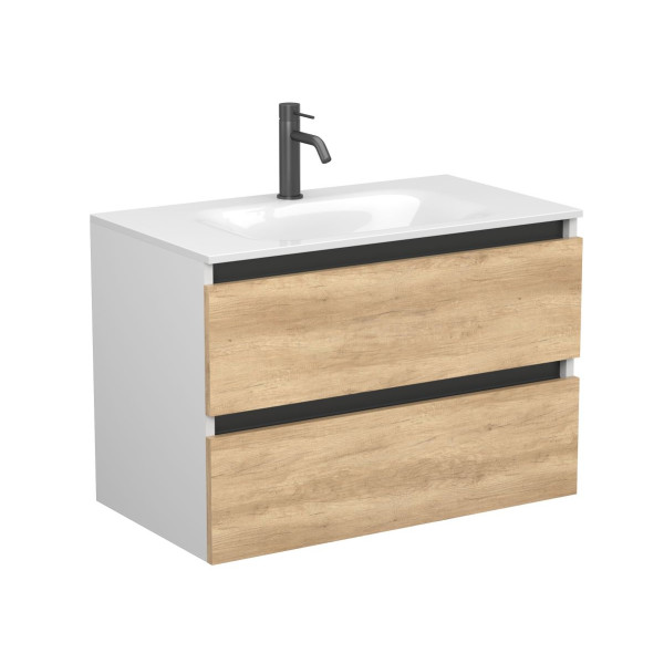 Тумба підвісна NATURA Дуб Небраска з умивальником JESSEL 800