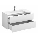 Тумба підвісна NATURA біла матова з умивальником DELLA 1000
