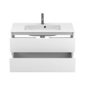 Тумба підвісна NATURA біла матова з умивальником DELLA 1000