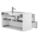 Тумба підвісна NATURA біла матова з умивальником DELLA 1000