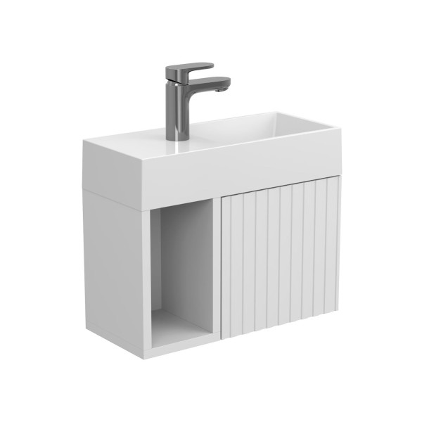 Тумба підвісна AURA біла матова з умивальником COPPER 500