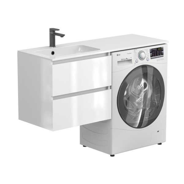 Тумба підвісна LUMO Біла глянцева з умивальником DELLA 1200 L