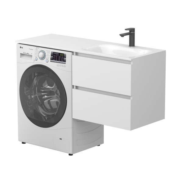 Тумба підвісна LUMO Біла матова з умивальником JESSEL 1200 R