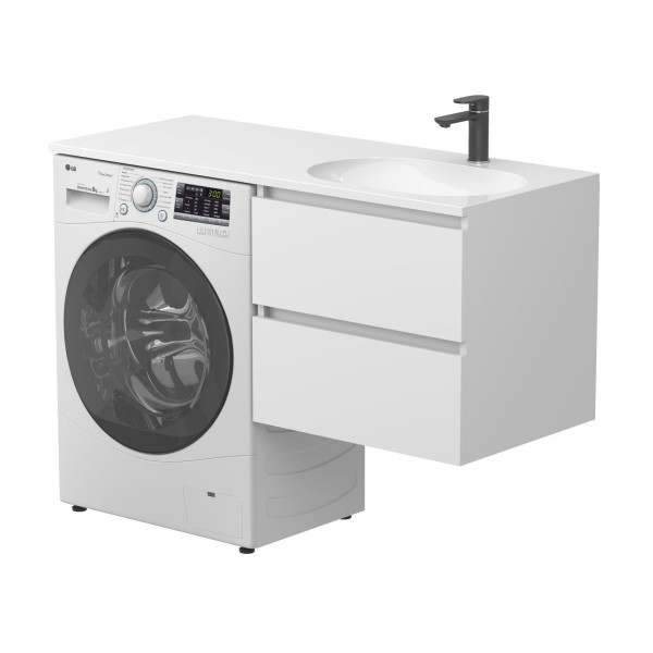 Тумба підвісна LUMO Біла матова з умивальником LAKE 1250 R
