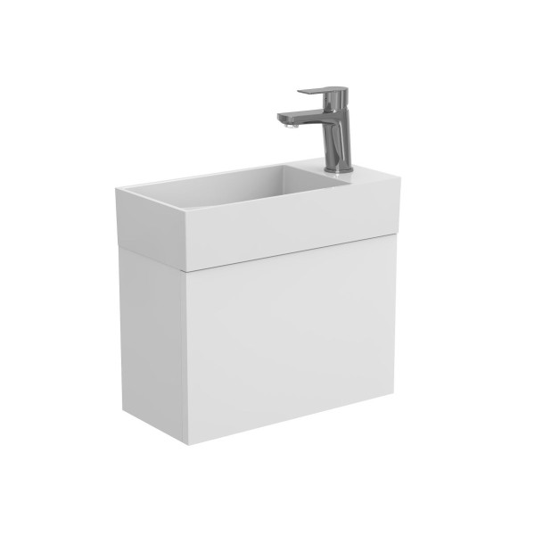 Тумба підвісна MINIMA біла матова з умивальником TONI 450
