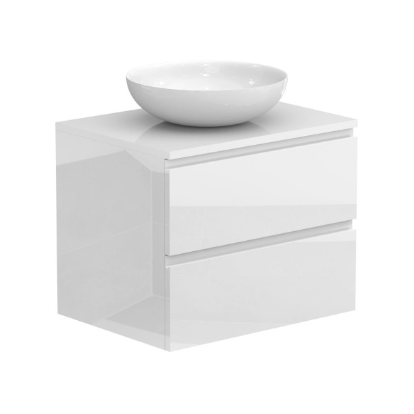 Тумба підвісна MONO 600 Біла глянцева з умивальником TOBI