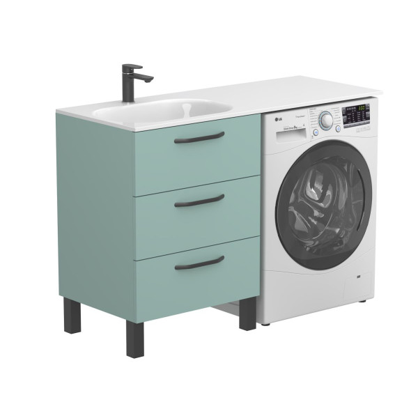 Тумба підлогова TESSA Зелена з умивальником LAKE 1250 L