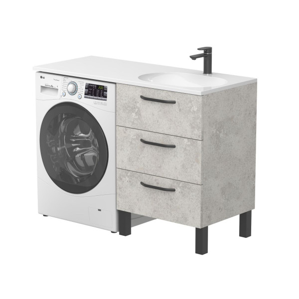 Тумба підлогова TESSA Камінь сірий з умивальником NEW YORK 1200 R
