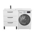 Тумба підлогова TESSA МДФ фарбований Білий 0300n, soft-touch з умивальником LAKE 1250 L