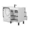 Тумба підлогова TESSA МДФ фарбований Білий 0300n, soft-touch з умивальником LAKE 1250 L