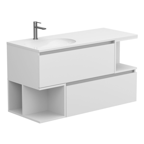 Тумба підвісна URBAN Біла soft-touch з умивальником NEW YORK 1200 L