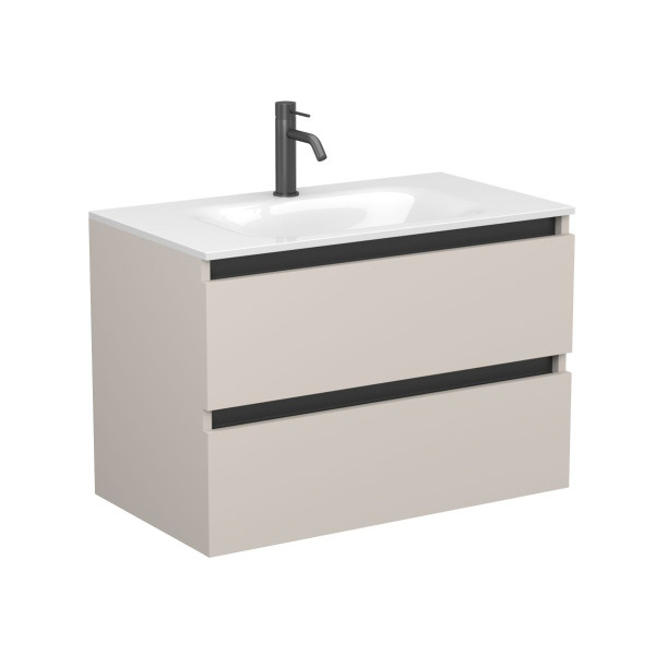 Тумба підвісна NATURA кашемір, ДСП з умивальником JESSEL 800