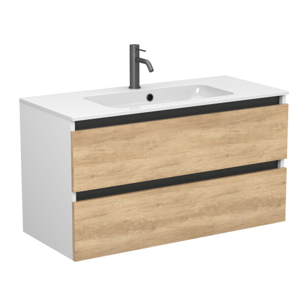 Тумба підвісна NATURA Дуб Небраска з умивальником DELLA 1000