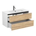 Тумба підвісна NATURA Дуб Небраска з умивальником DELLA 1000