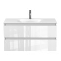 Тумба підвісна NATURA біла глянцева з умивальником JESSEL 1000