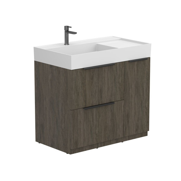 Тумба підлогова ALBA Толедо темне дерево з умивальником SOUL 900