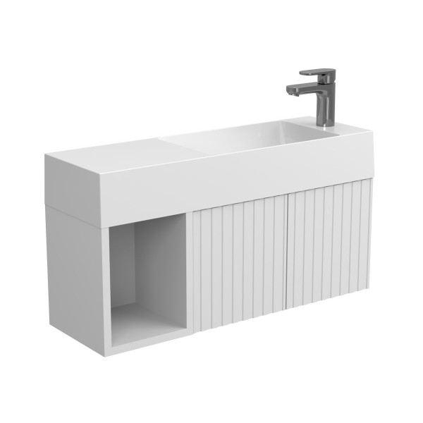 Тумба підвісна AURA біла матова з умивальником SHANGHAI R