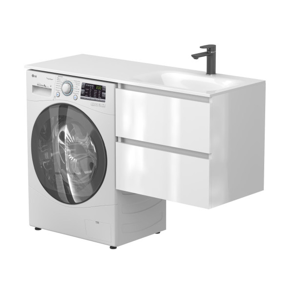 Тумба підвісна LUMO Біла глянцева з умивальником JESSEL 1200 R