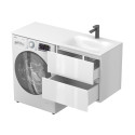 Тумба підвісна LUMO Біла глянцева з умивальником JESSEL 1200 R