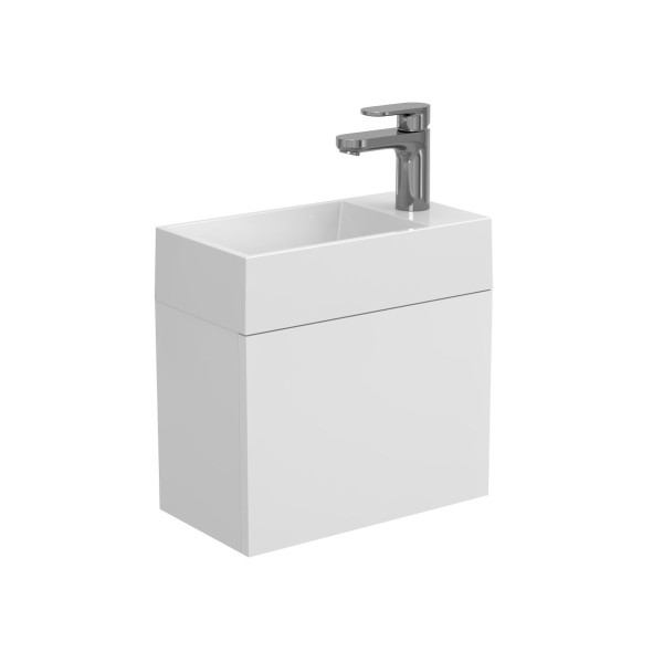Тумба підвісна MINIMA біла матова з умивальником COPPER 400
