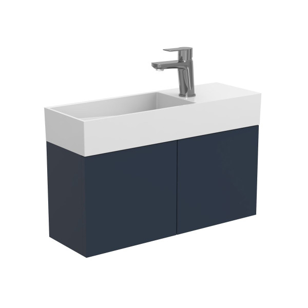 Тумба підвісна MINIMA синя з умивальником TONI 650